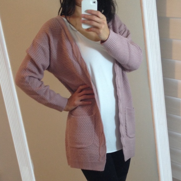 Sweaters - Mauve  Open Cable Cardigan. NWOT